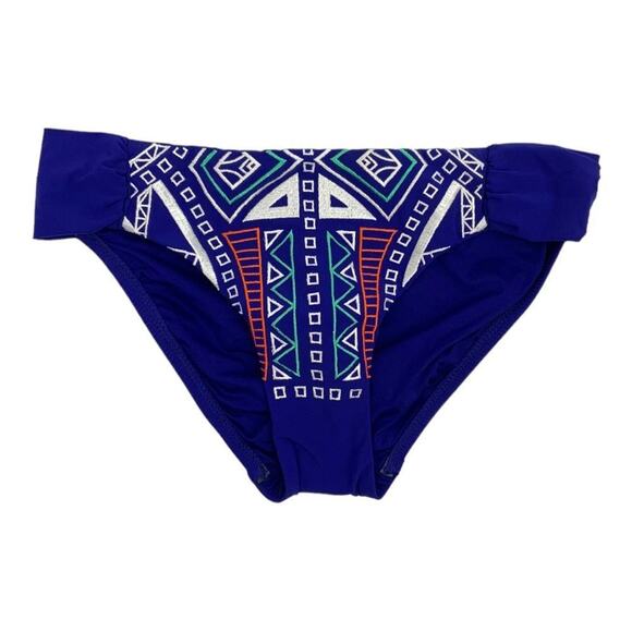 Trina Turk Jakarta Blue Embroidered Swim Bikini Bottom Size Small - Picture 2 of 4